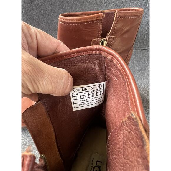 Uggs Australia Short Moto Buckles Zip Fabrizia Boots Leather Women’s sz 8 - Picture 5 of 7